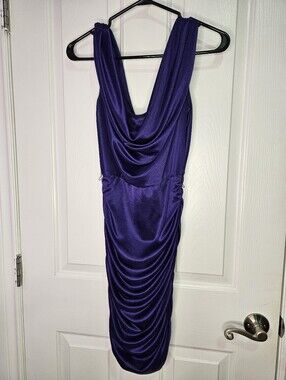 Cowl Neck Sleeveless Satin Dress, Le Chateau
